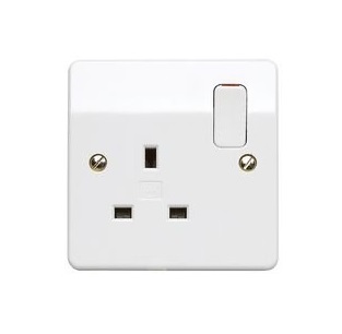 MK Electric Logic Plus K2757WHI 1 Gang DP Switched Socket with Dual Earth Terminals 13A White