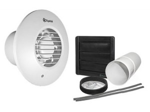 Xpelair DX100TR Simply Silent DX100 4&#8243;/100mm Round Bathroom Fan W/Timer &#038; Wall Kit &#8211; 93006AW